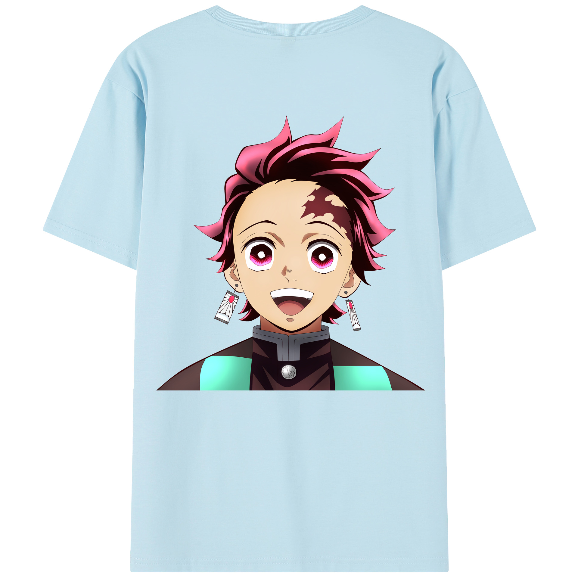 （画像用） 鬼滅の刃 竈門 炭治郎／かまど たんじろう Kamado Tanjirou 綿100％半袖Tシャツ（背面プリント）